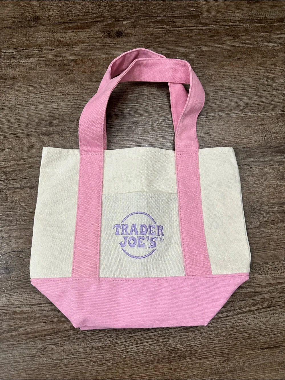 Trader Joe's Pink & Cream Canvas Tote Bag